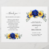 Royal Blue Rustic Sunflower Modern Wedding Program (Voorkant)