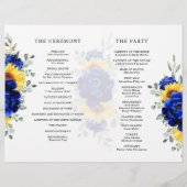 Royal Blue Rustic Sunflower Modern Wedding Program (Achterkant)