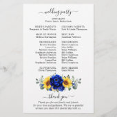 Royal Blue Rustic Sunflower Modern Wedding Program (Achterkant)