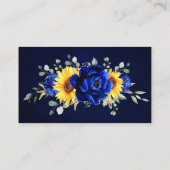 Royal Blue Rustic Sunflower Modern Wedding Website Informatiekaartje (Achterkant)