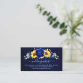 Royal Blue Rustic Sunflower Modern Wedding Website Informatiekaartje (Staand voorkant)