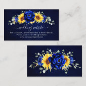 Royal Blue Rustic Sunflower Modern Wedding Website Informatiekaartje (Voorkant / Achterkant)