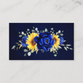 Royal Blue Rustic Sunflower Modern Wedding Website Informatiekaartje (Achterkant)