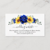 Royal Blue Rustic Sunflower Modern Wedding Website Informatiekaartje (Voorkant)