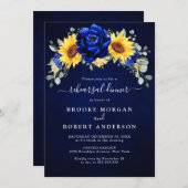 Royal Blue Rustic Sunflower Rehearsal Dinner Invit Kaart (Voorkant / Achterkant)
