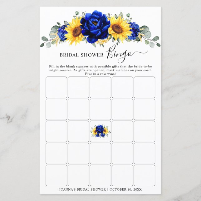 Royal Blue Rustic Sunflower Vrijgezellenfeest Bing (Voorkant)