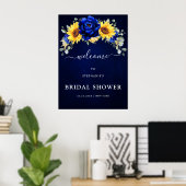 Royal Blue Rustic Sunflower Vrijgezellenfeest Welk Poster (Thuiskantoor)