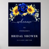Royal Blue Rustic Sunflower Vrijgezellenfeest Welk Poster (Voorkant)