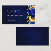Royal Blue Rustic Sunflower Wedding Registry Enclo Informatiekaartje (Voorkant / Achterkant)