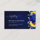Royal Blue Rustic Sunflower Wedding Registry Enclo Informatiekaartje (Voorkant)
