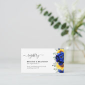 Royal Blue Rustic Sunflower Wedding Registry Informatiekaartje (Staand voorkant)