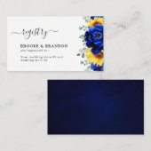 Royal Blue Rustic Sunflower Wedding Registry Informatiekaartje (Voorkant / Achterkant)