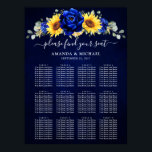 Royal Blue Rustic Sunflower Wedding Seating Chart Poster<br><div class="desc">Elegant en modern rustic country bruiloft-zitplaatskaart is voorzien van felgele zonnebloem,  koninklijke blauwe volken,  baby-adem,  zigeunerbloemig lijst / baard met eucalyptusbladeren. Zoek meer overeenkomende design en variaties uit mijn winkel met 'blissweddingpaperie'. Je kunt contact met me opnemen voor meer aanpassingen of overeenkomende objecten.</div>