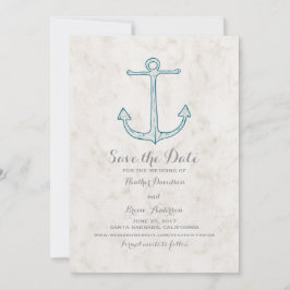 Royal Blue Rustieke Anker Save the Date Uitnodigen