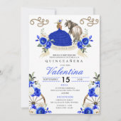 Royal Blue rustieke Charro Westerne Quinceañera Kaart (Voorkant)
