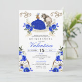 Royal Blue rustieke Charro Westerne Quinceañera Kaart (Staand voorkant)
