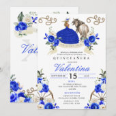 Royal Blue rustieke Charro Westerne Quinceañera Kaart (Voorkant / Achterkant)