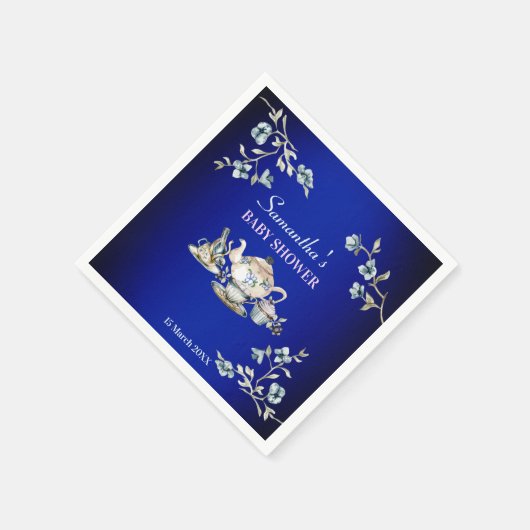 Royal blue  rustige waterverf high tea servet (Hoek)