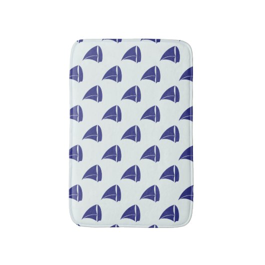 Royal Blue Sailboat Pattern Badmat (Voorkant Verticaal)