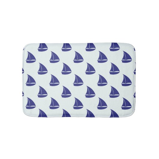 Royal Blue Sailboat Pattern Badmat (Voorkant)