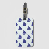Royal Blue Sailboat Pattern Bagagelabel (Voorkant (verticaal))