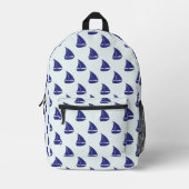 Royal Blue Sailboat Pattern Bedrukte Rugzak (Voorkant)