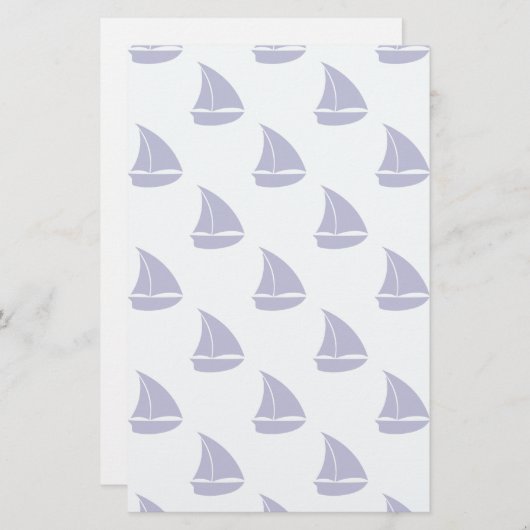 Royal Blue Sailboat Pattern Briefpapier (Voorkant / Achterkant)