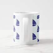 Royal Blue Sailboat Pattern Grote Koffiekop (Achterkant)