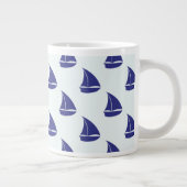 Royal Blue Sailboat Pattern Grote Koffiekop (Rechts)