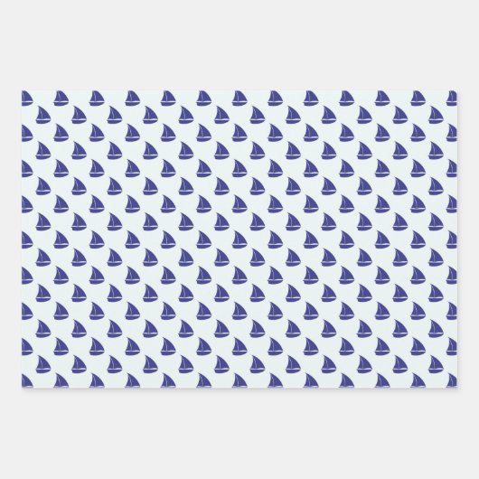 Royal Blue Sailboat Pattern Inpakpapier Vel (Voorkant 3)