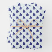 Royal Blue Sailboat Pattern Inpakpapier Vel (In situ)