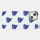 Royal Blue Sailboat Pattern iPhone Hoesje (Achterkant horizontaal)