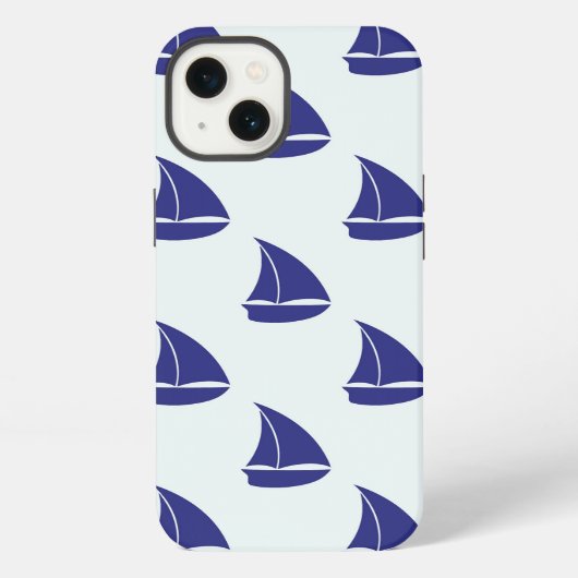 Royal Blue Sailboat Pattern iPhone Hoesje (Achterkant)