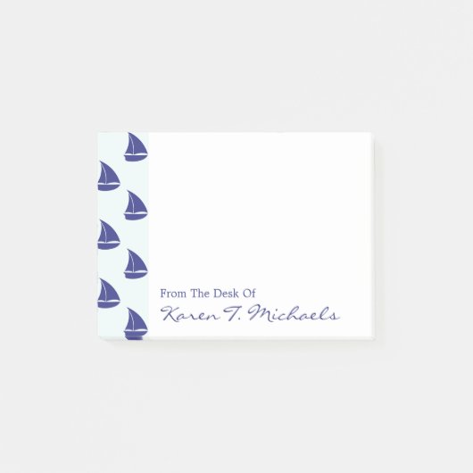 Royal Blue Sailboat Pattern | Jouw namen toevoegen Post-it® Notes (Voorkant)
