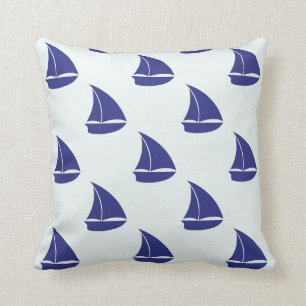 Royal Blue Sailboat Pattern Kussen