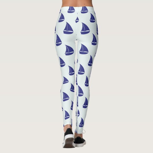 Royal Blue Sailboat Pattern Leggings (Achterkant)