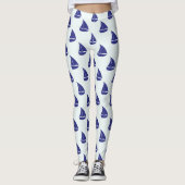 Royal Blue Sailboat Pattern Leggings (Voorkant)