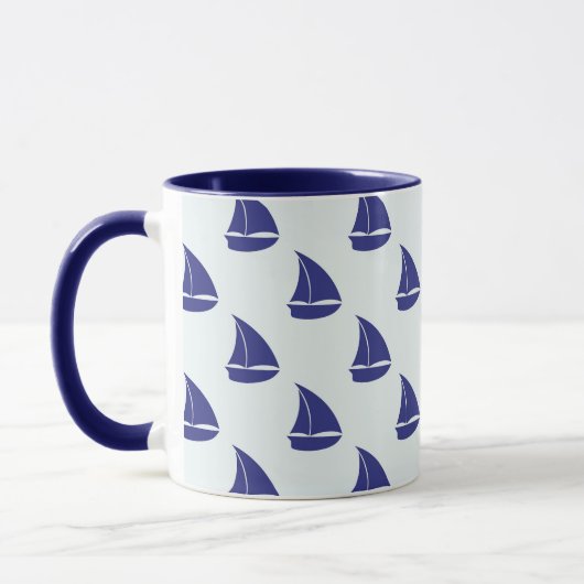 Royal Blue Sailboat Pattern Mok (Links)