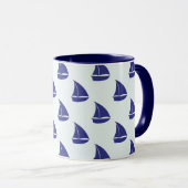 Royal Blue Sailboat Pattern Mok (Voorkant rechts)