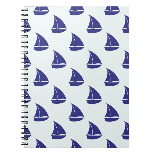 Royal Blue Sailboat Pattern Notitieboek (Voorkant)