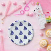 Royal Blue Sailboat Pattern Papieren Bordje (Feest)