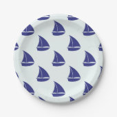 Royal Blue Sailboat Pattern Papieren Bordje (Voorkant)