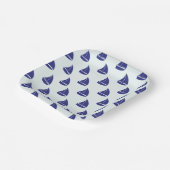 Royal Blue Sailboat Pattern Papieren Bordje (Gebogen)