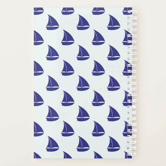 Royal Blue Sailboat Pattern Planner (Achterkant)