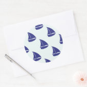 Royal Blue Sailboat Pattern Ronde Sticker (Envelop)