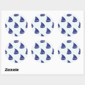 Royal Blue Sailboat Pattern Ronde Sticker (Vel)