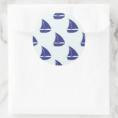 Royal Blue Sailboat Pattern Ronde Sticker (Tas)