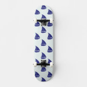 Royal Blue Sailboat Pattern Skateboard (Voorkant)