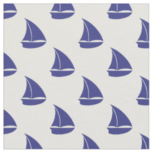 Royal Blue Sailboat Pattern Stof