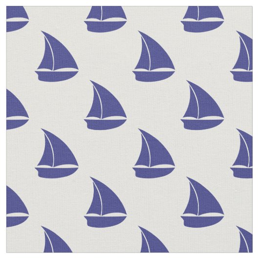 Royal Blue Sailboat Pattern Stof (Close Up)